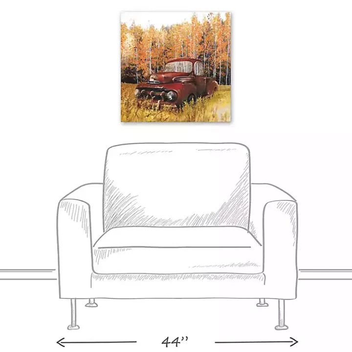 Old Truck in a Fall Field Canvas Art Print