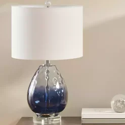 Ombre Blue Glass Teardrop Table Lamp