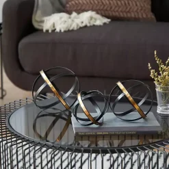 Onyx and Gold 3-pc. Orb Sculpture Set