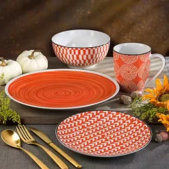 Opulent Orange Stoneware 16-pc. Dinnerware Set