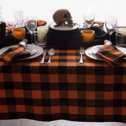 Orange and Black Buffalo Check Tablecloth