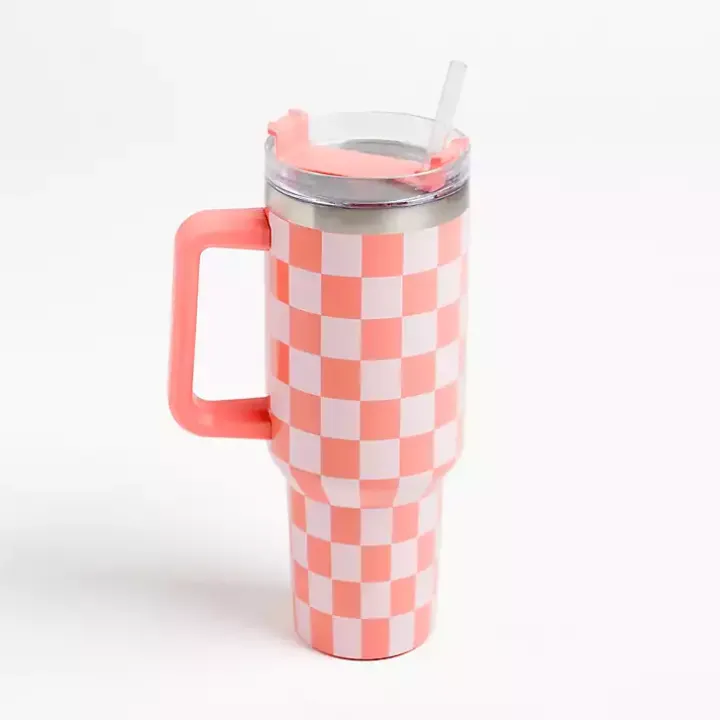 Orange Checkered Otto 40 oz. Insulated Tumbler