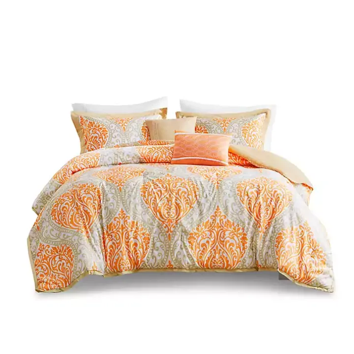 Orange Damask 5-pc. California King Comforter Set