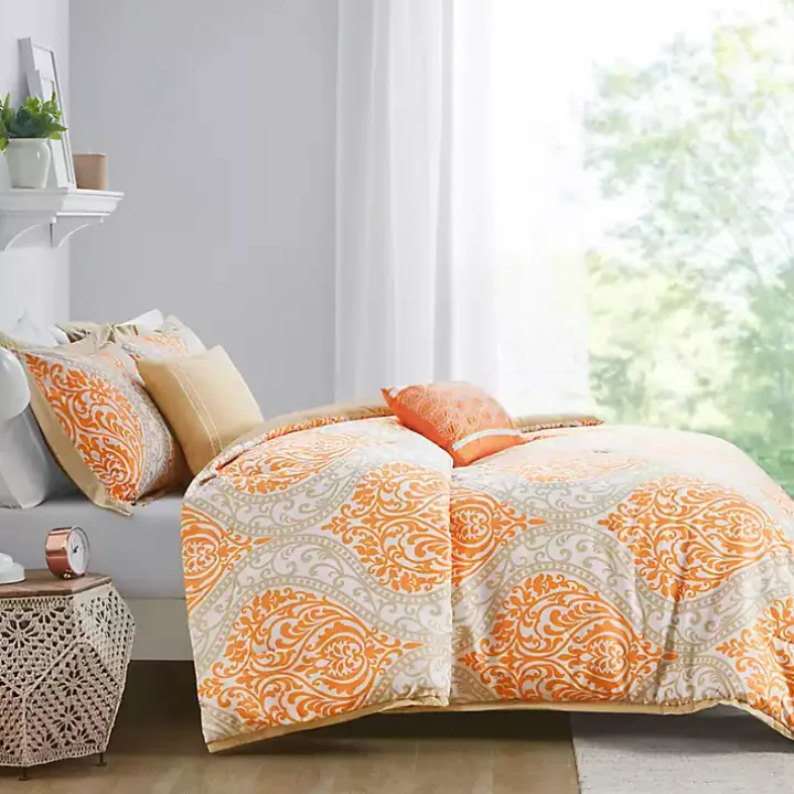 Orange Damask 5-pc. Full/Queen Comforter Set