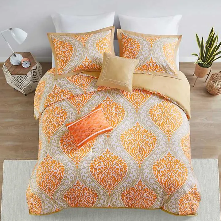 Orange Damask 4-pc. Twin/Twin XL Comforter Set