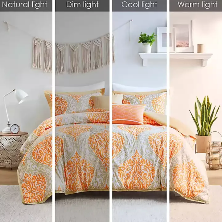 Orange Damask 4-pc. Twin/Twin XL Comforter Set