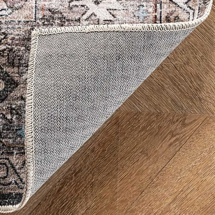 Orange Distressed Medallion Washable Runner