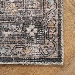 Orange Distressed Medallion Washable Area Rug, 4x6