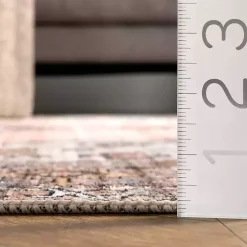 Orange Distressed Medallion Washable Area Rug, 4x6