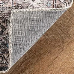 Orange Distressed Medallion Washable Area Rug, 5x8