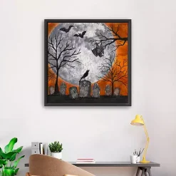 Orange Graveyard Moon Giclee Canvas Art Print