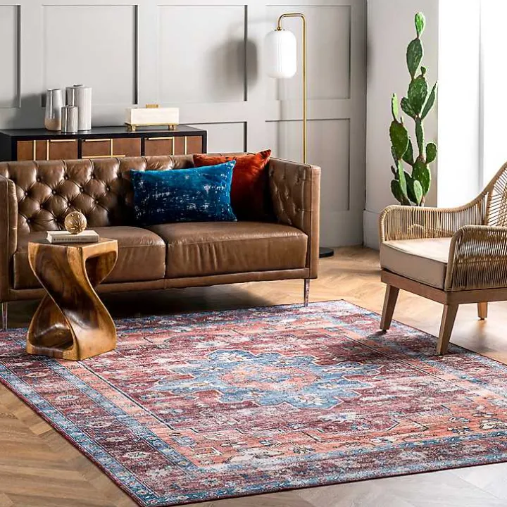 Orange Medallion Washable Runner