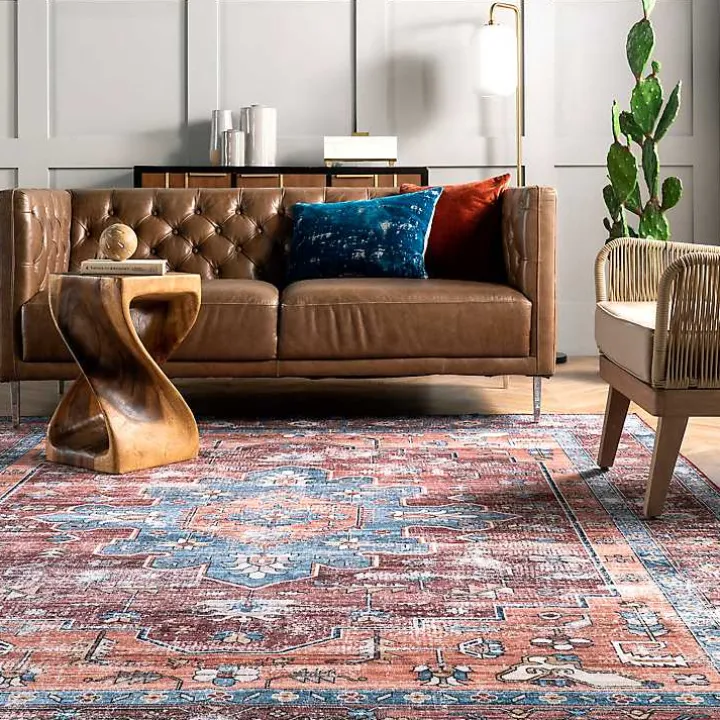 Orange Medallion Washable Runner