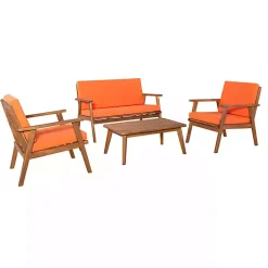 Orange 4-pc. Acacia Wood Outdoor Living Set