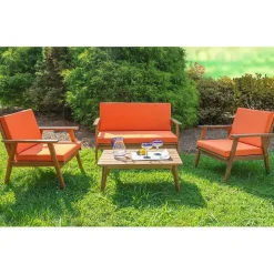 Orange 4-pc. Acacia Wood Outdoor Living Set