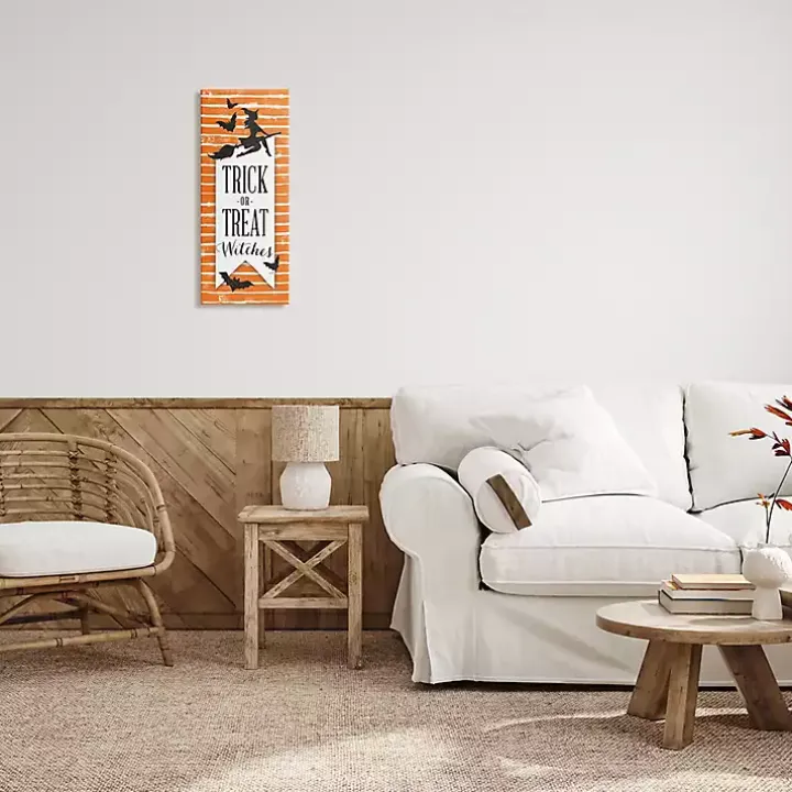 Orange Stripe Trick or Treat Wall Plaque