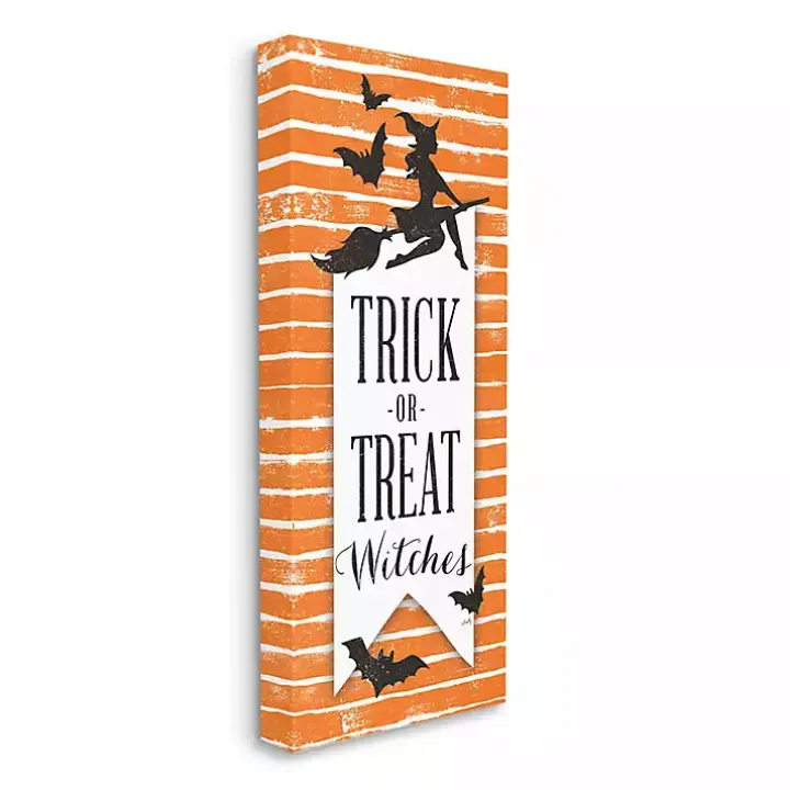 Orange Stripe Trick or Treat Wall Plaque