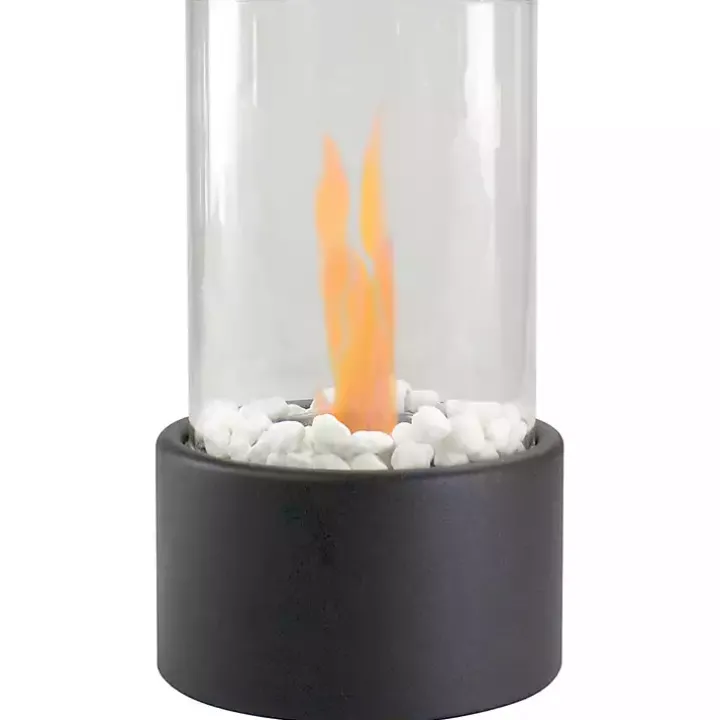 Outdoor Tabletop Fireplace on Black Base