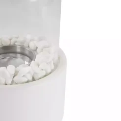 Outdoor Tabletop Fireplace on White Base