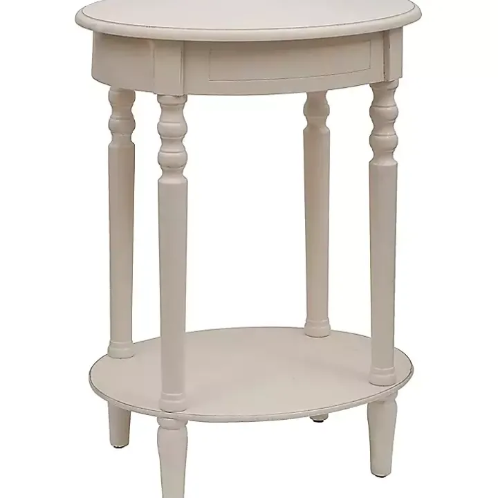 Oval Antique White Accent Table