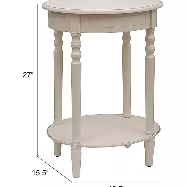Oval Antique White Accent Table