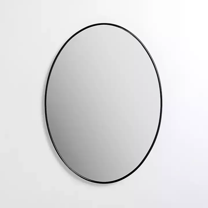Oval Black Nouveau Linear Wall Mirror