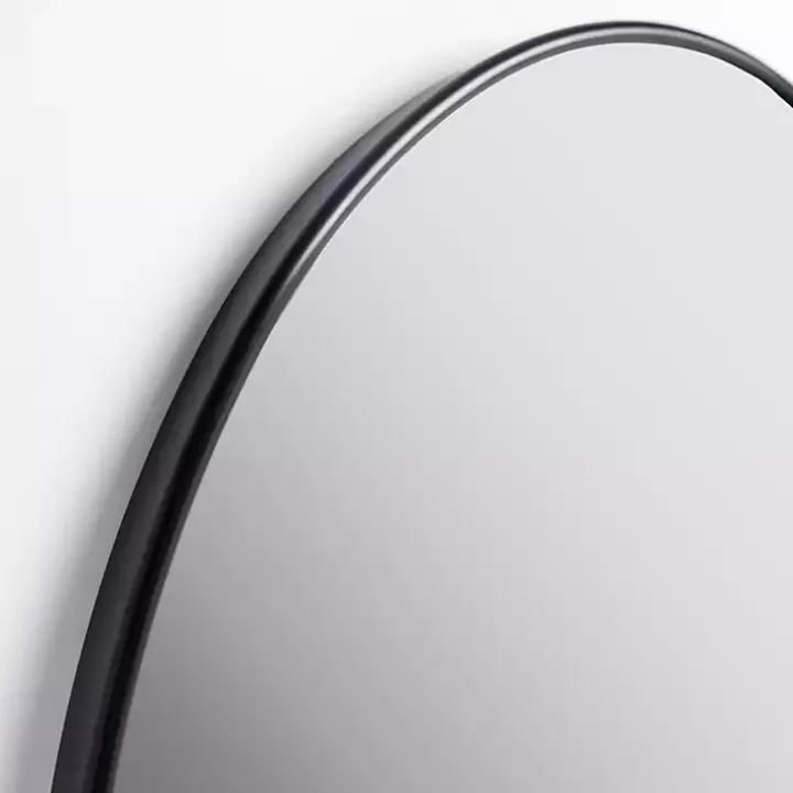 Oval Black Nouveau Linear Wall Mirror