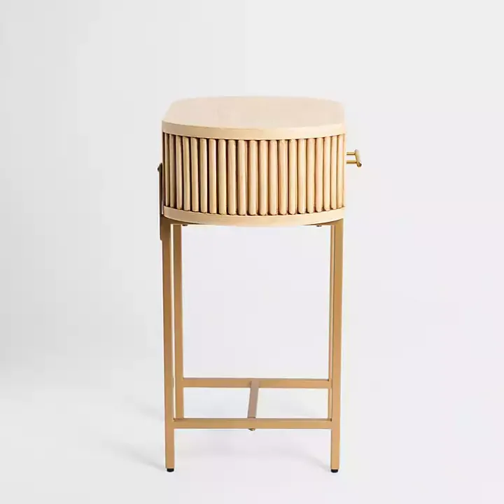 Oval Ribbed Single Drawer Accent Table