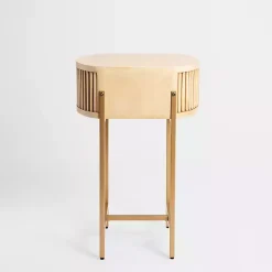 Oval Ribbed Single Drawer Accent Table