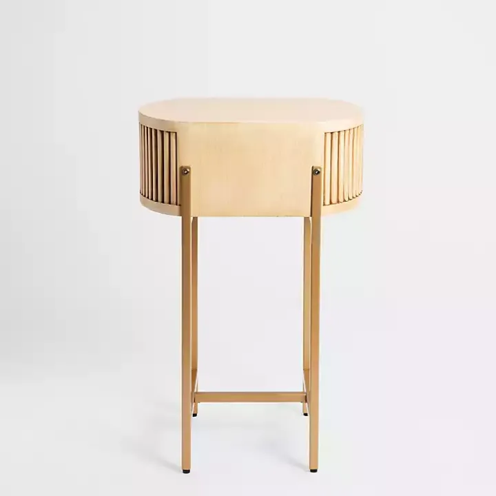 Oval Ribbed Single Drawer Accent Table