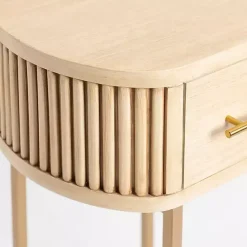 Oval Ribbed Single Drawer Accent Table