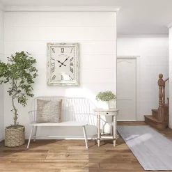 Oval Whitewashed Pine Wood Side Table