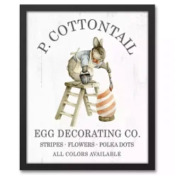 P Cottontail Egg Decorating Framed Canvas Print