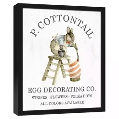 P Cottontail Egg Decorating Framed Canvas Print