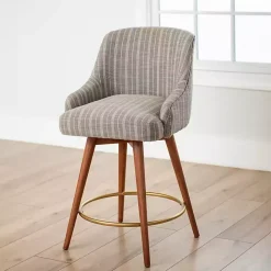 Paige Swivel Gray Stripe Counter Stool