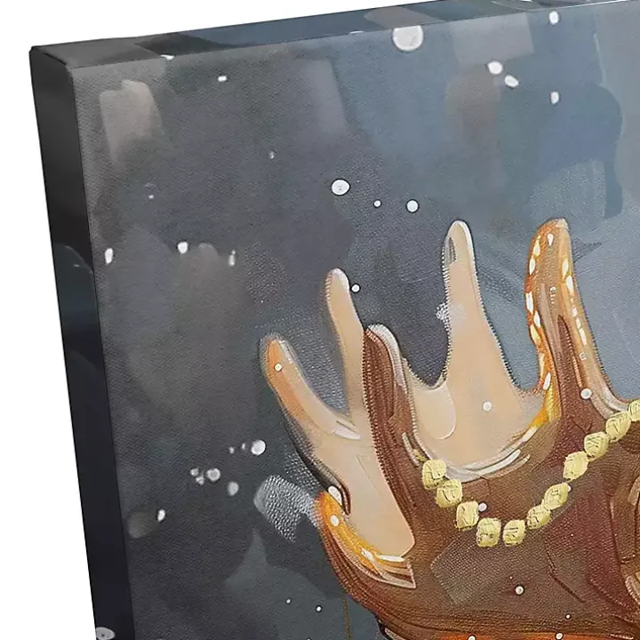 Painty Christmas Moose Canvas Art Print