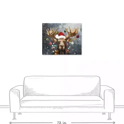 Painty Christmas Moose Canvas Art Print