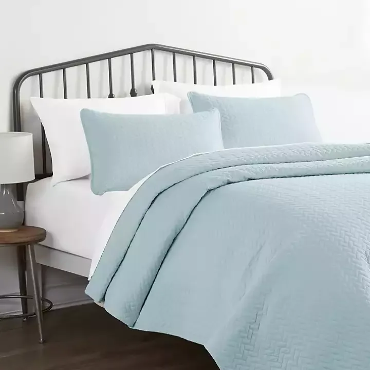 Pale Blue Herring 3-pc. Queen Quilted Coverlet Set