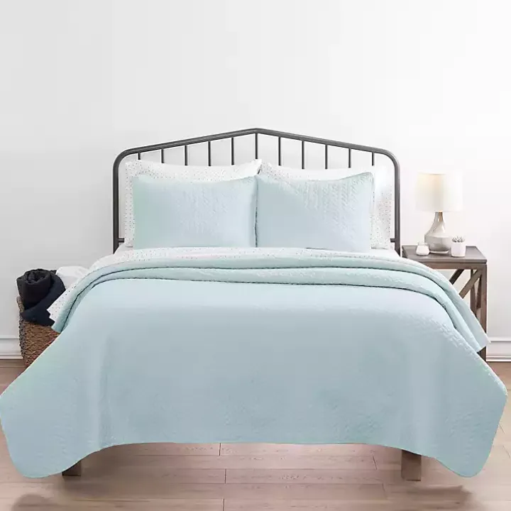 Pale Blue Herring 3-pc. Queen Quilted Coverlet Set