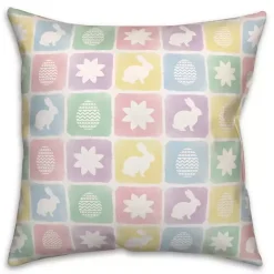 Pastel Easter Bunny Grid Outdoor Pillow