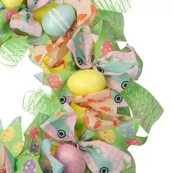 Pastel Easter Eggs and Ribbons Wreath