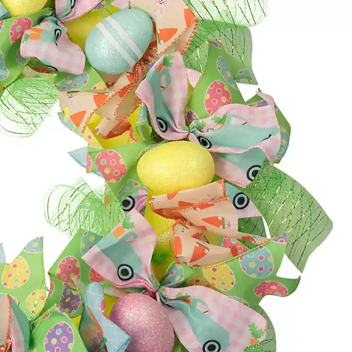 Pastel Easter Eggs and Ribbons Wreath