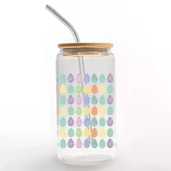 Pastel Egg Pattern Glass Tumbler