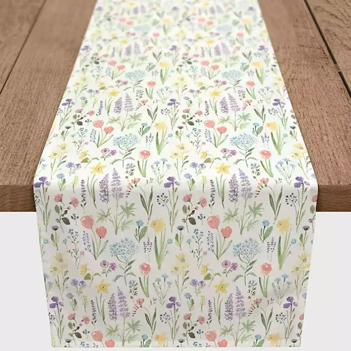Pastel Floral Stems Table Runner, 72 in.