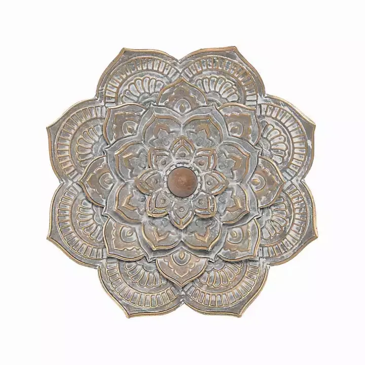 Patina Finish Metal Flower Large Wall Plaque