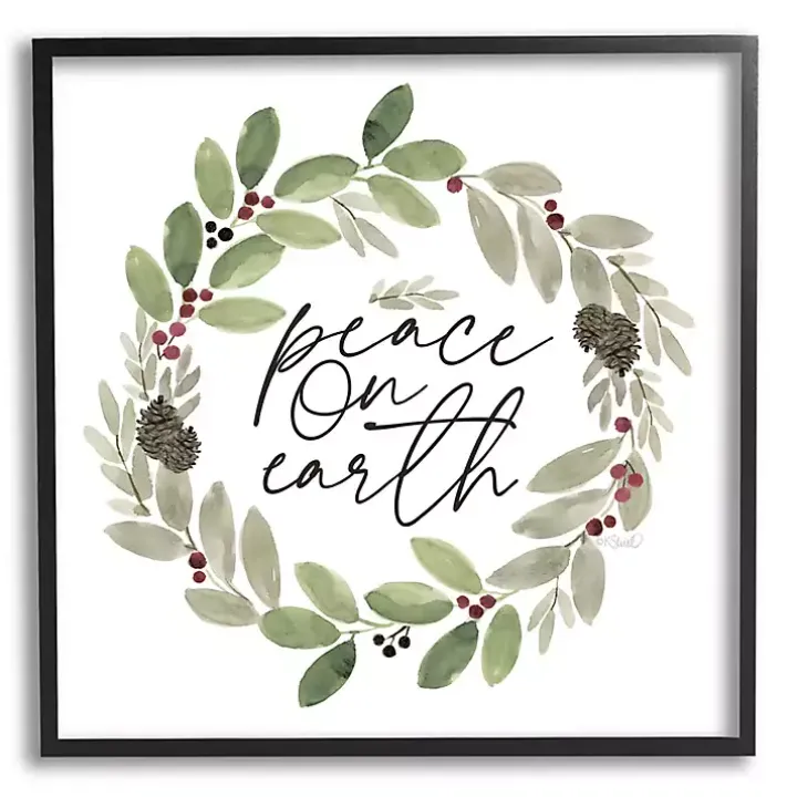 Peace on Earth Holly Wreath Wall Plaque