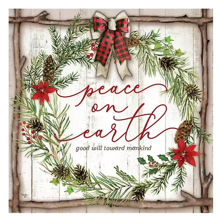 Peace On Earth Wreath Canvas Art Print