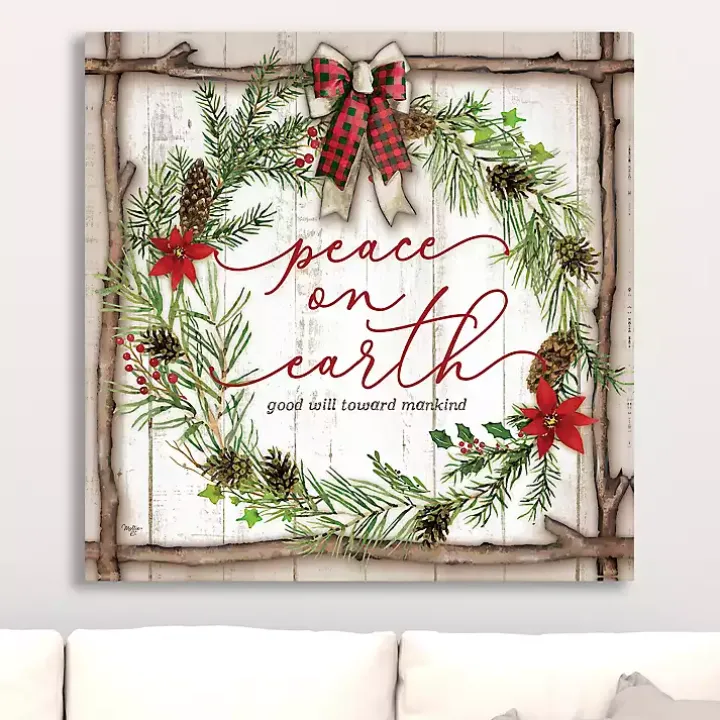 Peace On Earth Wreath Canvas Art Print
