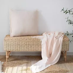 Peach Crinkled Cotton Fringe Throw