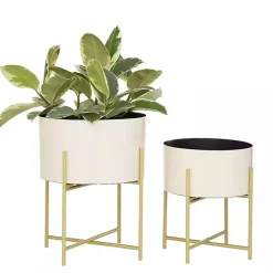 Peach Iron X-Base Planters, Set of 2